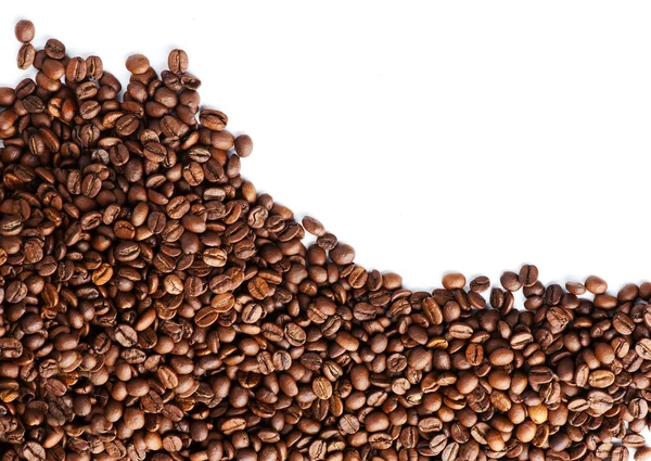 Kaffebönor över vit bakgrund — Stockfoto