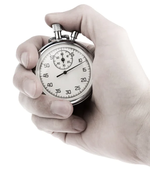 Stopwatch in iemands hand — Stockfoto