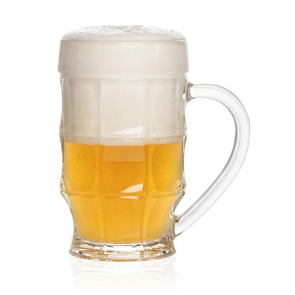 Transparent Glass Mug Wheat Beer Isolated White Background Clipping Path — Stock Photo, Image