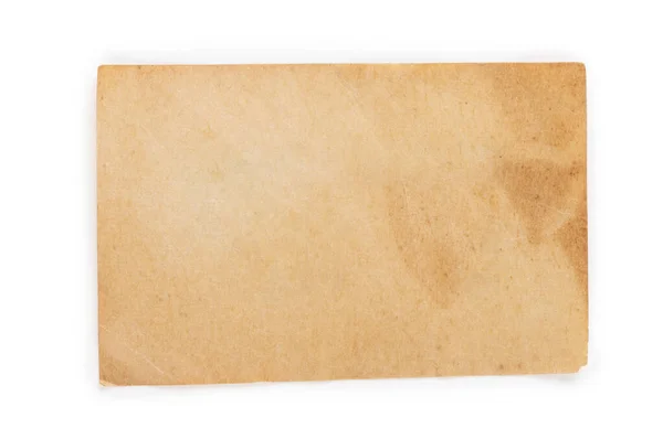 Vecchio Foglio Carta Giallo Texture Sfondo Isolato Sfondo Bianco — Foto Stock
