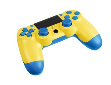 Renkli video oyunu denetleyici beyaz arkaplanda izole edildi. Oyun sahası ya da joystick