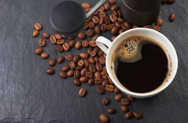 Cup Fresh Black Coffee Top View — Stock Photo, Image