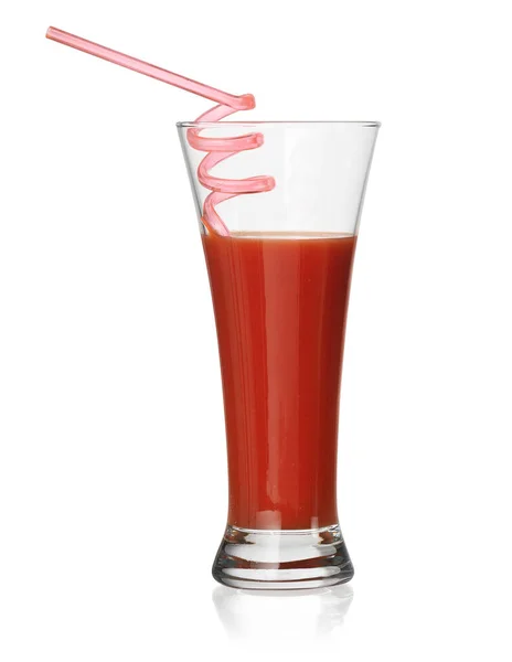 Glas Tomatensaft Isoliert Auf Weißem Hintergrund Mit Schneideweg — Stockfoto