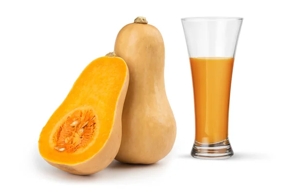 Vaso Jugo Calabaza Calabaza Aislada Sobre Fondo Blanco — Foto de Stock