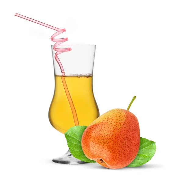 Succo Pera Bicchiere Isolato Sfondo Bianco — Foto Stock