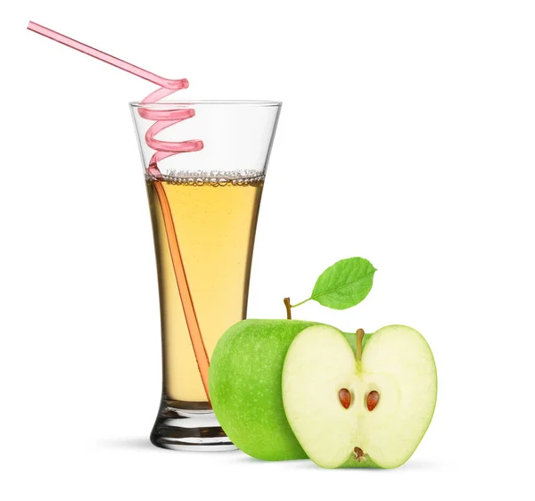 Appelsap Een Glas Geïsoleerd Witte Achtergrond — Stockfoto