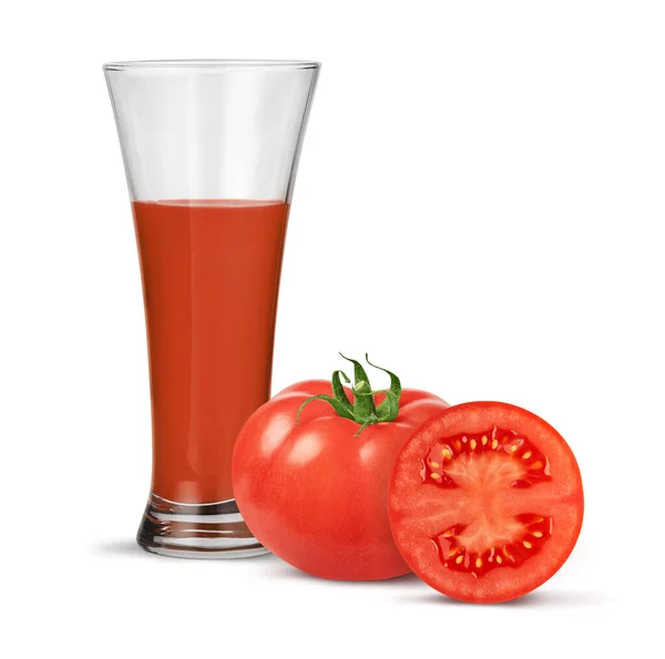 Szklanka Soku Pomidorowego Izolowana Białym Tle — Zdjęcie stockowe