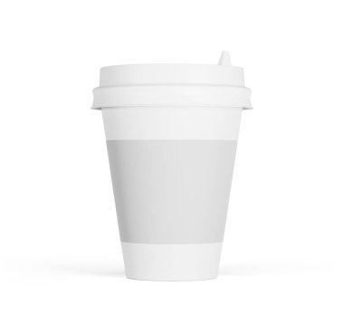 Kapaklı kahve fincanı. Ön manzara. Kırpma yolu ile beyaz arkaplanda izole