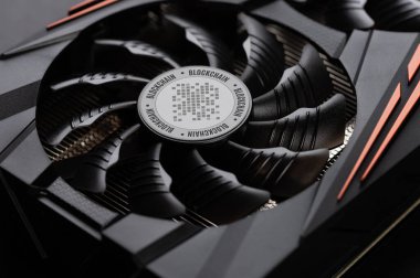 Kripto para madenciliği konsepti. Engelleme teknolojisi arka planı