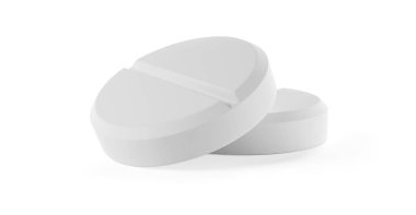 Kırpma yolu olan beyaz arkaplanda izole edilmiş haplar. 3B illüstrasyon