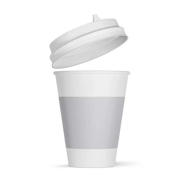 Tazza Caffè Con Coperchio Mockup Isolato Sfondo Bianco Con Percorso — Foto Stock