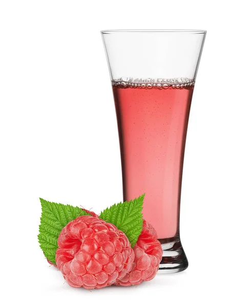 Raspberry Juice Glass Berry Isolated White Background — Stock Photo, Image