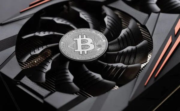 Bitcoin Criptomoeda Conceito Mineração Blockchain Tecnologia Fundo — Fotografia de Stock