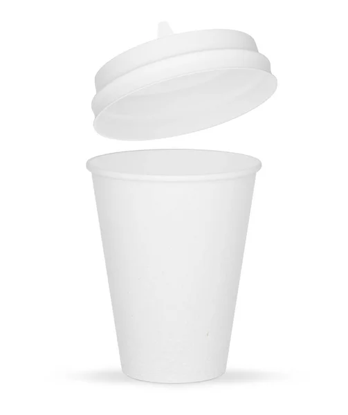 带有盖的咖啡杯 与白色背景隔离 有剪切路径 前面的景色3D渲染 — 图库照片