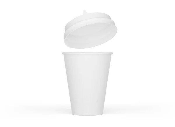 带有盖的咖啡杯 与白色背景隔离 有剪切路径 前面的景色3D渲染 — 图库照片