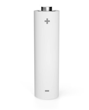 Tasarımın için bir pil modeli. Beyaz arka planda izole edilmiş. 3B illüstrasyon