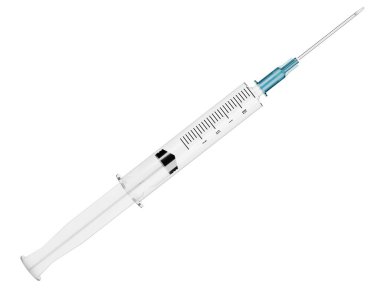 Beyaz arka plan üzerinde izole şırınga. 3D çizim