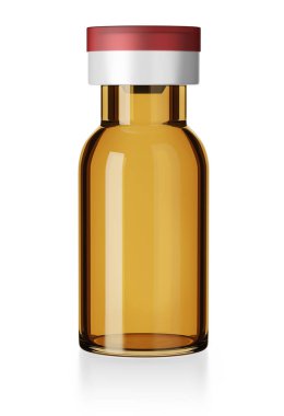 beyaz arka planda izole edilmiş aşı için ilaç boyun şişeleri. 3d illüstrasyon