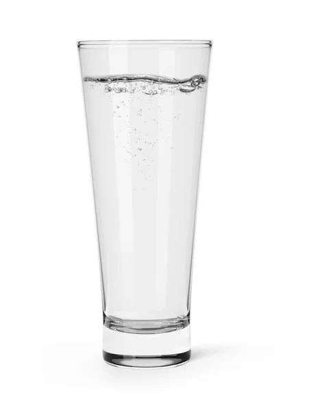 Glas Met Kristalmineraalwater Geïsoleerd Witte Ondergrond — Stockfoto