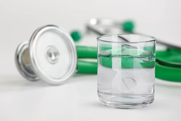 Glass Water Tablet Pill Stethoscope — Stock Photo, Image