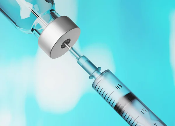 Syringe Medication Closeup Vial Vaccination Immunization Health Care Biotechnology — Stok fotoğraf