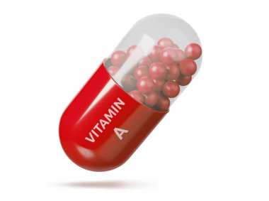 Beyaz arka planda izole edilmiş bir kapsül vitamini. 3d illüstrasyon