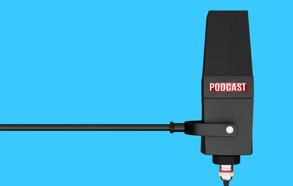 Επαγγελματικό Μικρόφωνο Στούντιο Για Την Καταγραφή Podcast Απομονώνονται Μπλε Φόντο — Φωτογραφία Αρχείου