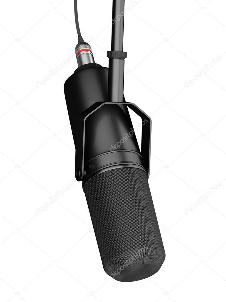 professional studio microphone for recording podcasts isolated on white background. 3d illustration