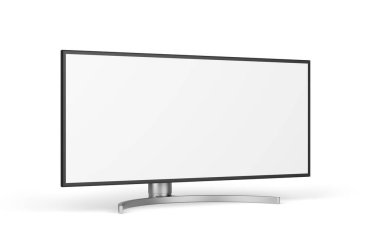 Bilgisayar monitörü beyaz arkaplanda izole edildi. 3d illüstrasyon