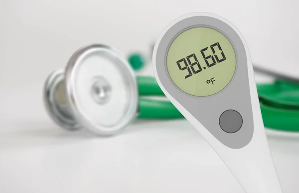 Stetoskop Och Elektronisk Medicinsk Termometer — Stockfoto