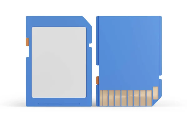 空白标签的Sd记忆卡 白色背景隔离 3D说明 — 图库照片