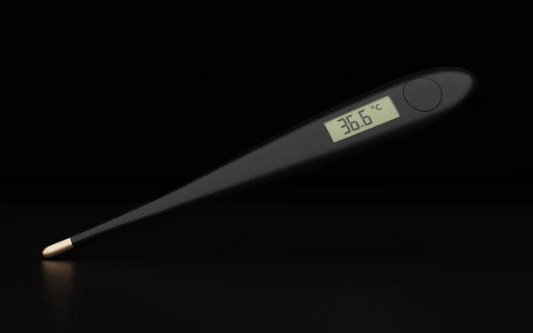 人体温度を測定するための電子医療用温度計です 通常の36 または98 60華氏をフィーバーします 3Dイラスト — ストック写真