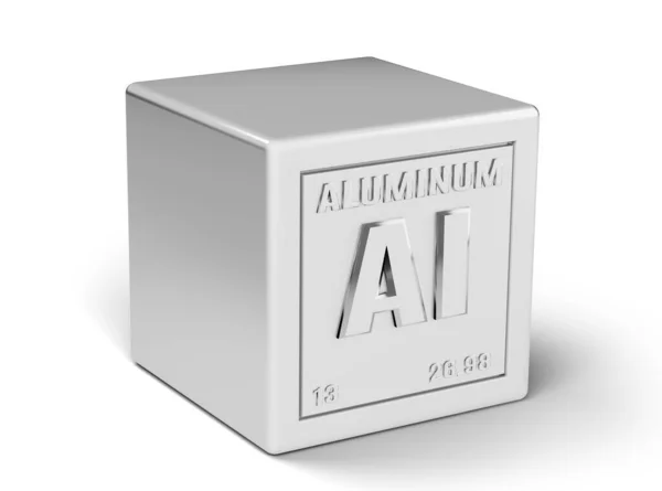 Beyaz Zemin Üzerinde Izole Edilmiş Alüminyum Metal Küp Illüstrasyon — Stok fotoğraf