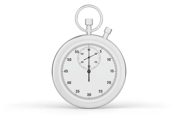 Klassieke Metalen Chroom Mechanische Analoge Stopwatch Geïsoleerd Witte Achtergrond Illustratie — Stockfoto