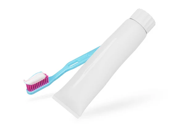 Toothpaste Toothbrush Isolated White Background Tooth Mouth Care Illustration — Stock Photo, Image