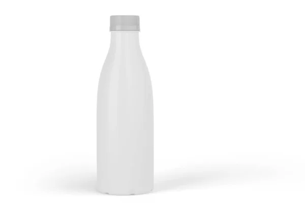 Макет Білої Пластикової Пляшки Ізольовані Білому Тлі Ілюстрація — стокове фото
