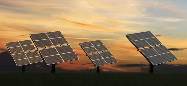 Green energy generation. Solar panels station. 3d illustration