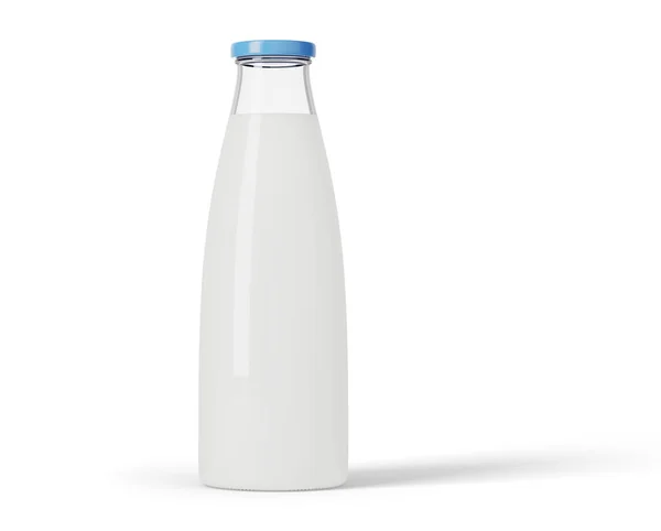 Glass Bottle Milk Isolated White Background Illustration — Stock Photo, Image