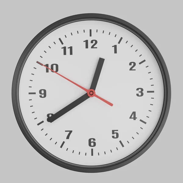 Reloj Redondo Clásico Pared Oficina Aislado Sobre Fondo Blanco Ilustración —  Fotos de Stock