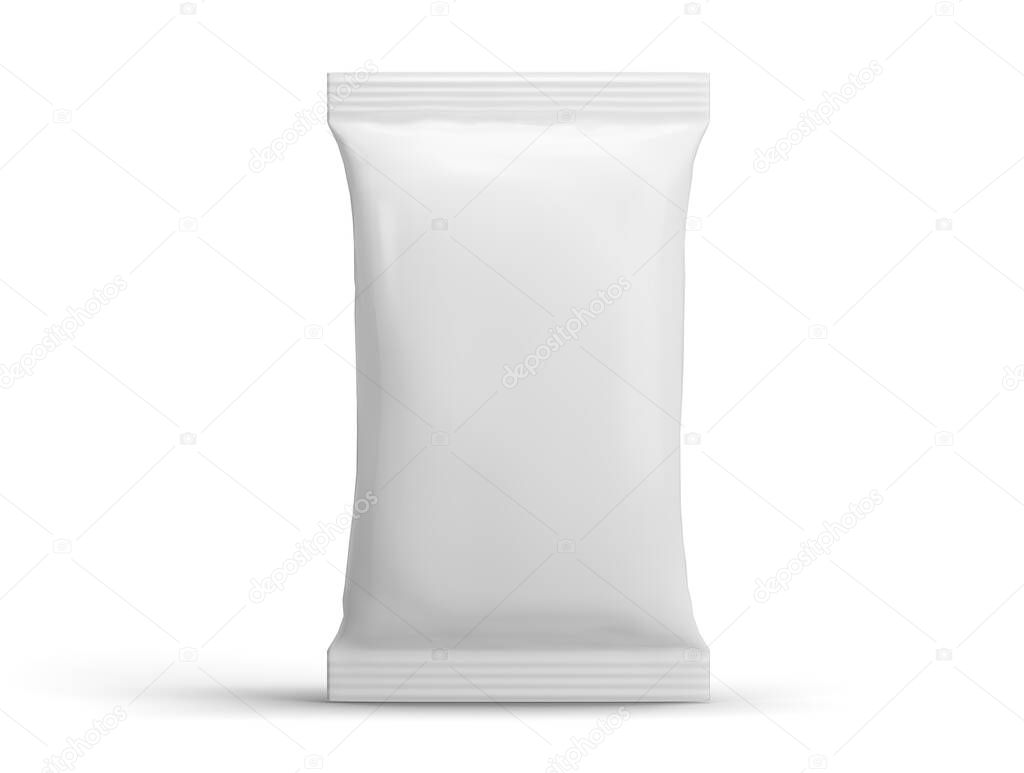 Packaging layout. Wrapper for food mockup. Isolated on white background. 3d illustration