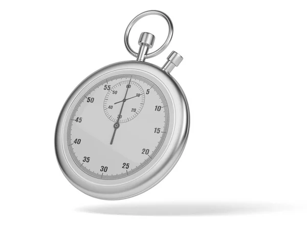 Klassieke Metalen Chroom Mechanische Analoge Stopwatch Geïsoleerd Witte Achtergrond Illustratie — Stockfoto