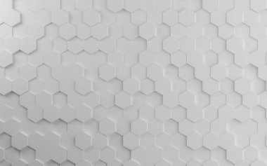 Altıgenden yapılmış basit beyaz arkaplan. 3d illüstrasyon