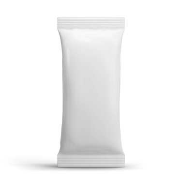 Temiz paket modeli beyaz arkaplanda izole edildi. 3B illüstrasyon