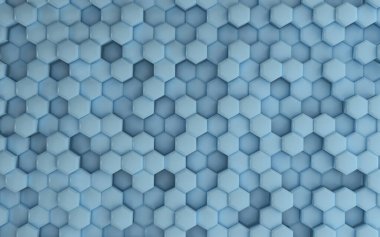 Altıgenden yapılmış basit bir mavi arkaplan. 3d illüstrasyon