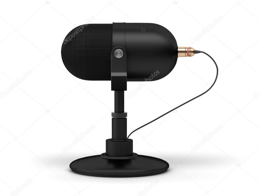 microphone for recording podcasts isolated on white background. 3d illustration