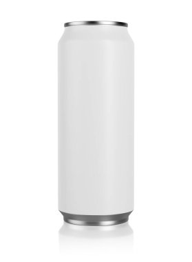 Beyaz arka planda izole edilmiş bira ya da soda için 330 ml alüminyum kutu. Tasarımın için bir model. 3B illüstrasyon.