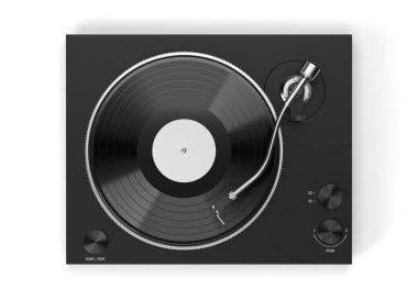 Uzun oyun ya da plaklı vinil çalar. Üst Manzara. 3d illüstrasyon