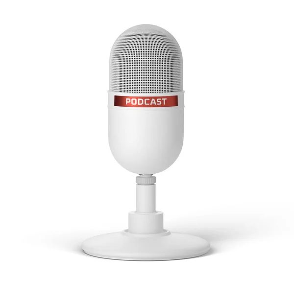 Microfone Estúdio Profissional Para Gravação Podcasts Isolados Fundo Branco Ilustração — Fotografia de Stock