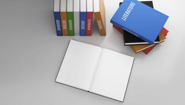 Textbooks Open Book Isolated White Background Top View Illustration — Stock Photo, Image