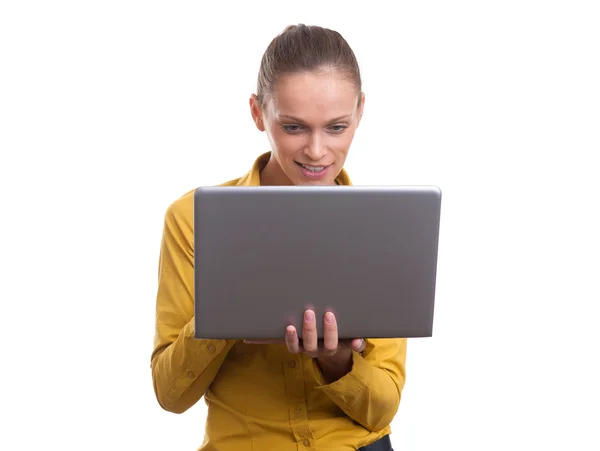 Zakenvrouw werken bij de laptop. — Stockfoto